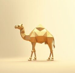 camel in desert gold blank background