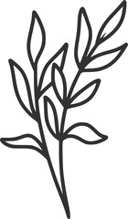 branch, wildflowers, flowers, line art, outline, illustration