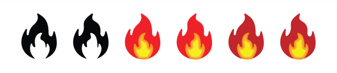 fire icon set. flames icon sign symbol collections, vector illustration