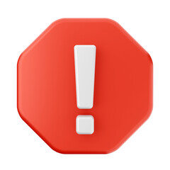 3d caution warning danger alert sing icon illustration render