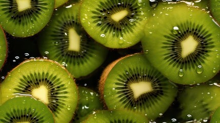  Many fresh kiwi background adorned with some droplets of water for food magazine photography generative ai