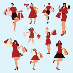 set of shopping girl