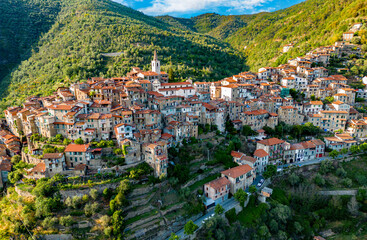 Fototapeta na wymiar View of Apricale in the Province of Imperia, Liguria, Italy