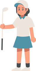 Golf Stick Female Golfer Illustration Vector