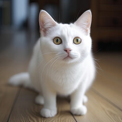 portrait of a cute white cat