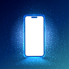 Smartphone light screen with starlight effect, technology mobile display light. Smart phone screen glows illustrations. Vector.