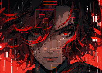 Anime girl illustration, created with generative ai tecnology.