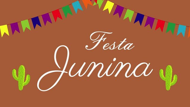 Festa Junina Animated Text. 4k video greeting card. Festas Juninas