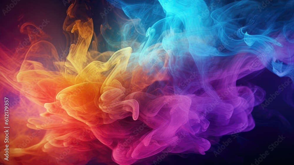 Sticker Colorful smoke abstract wallpaper. Generative AI