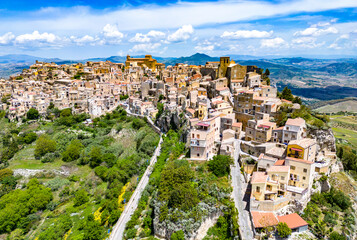 Obraz premium View of Calascibetta, in the Province of Enna, Sicily, Italy