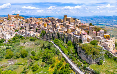 Fototapeta na wymiar View of Calascibetta, in the Province of Enna, Sicily, Italy