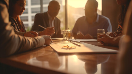 group of people A close-up shot of a team of business consultants working together, analyzing financial data, and discussing investment strategies for a new project, Generative AI