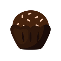 Chocolate Truffle Candy Food Doodle Icon Cartoon Vector Illustration