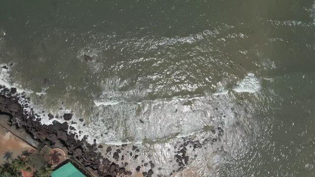 malvan beach wave top view pan shot