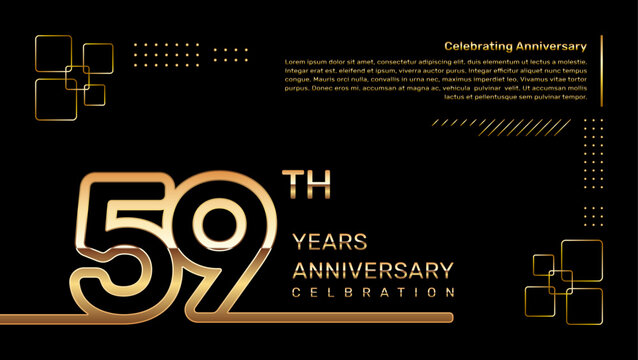 59 year anniversary template design with gold color and double line numbers, vector template