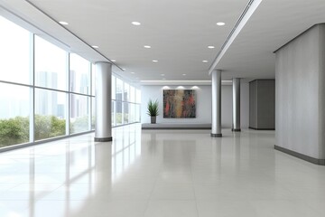 Modern hallway's white blank wall with space for your ideas text Generative AI