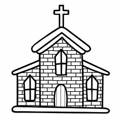 drawing of a brick chapel church faith vector