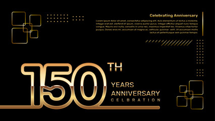 150 year anniversary template design with gold color and double line numbers, vector template