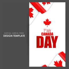 Vector illustration of Happy Canada Day social media story feed mockup template