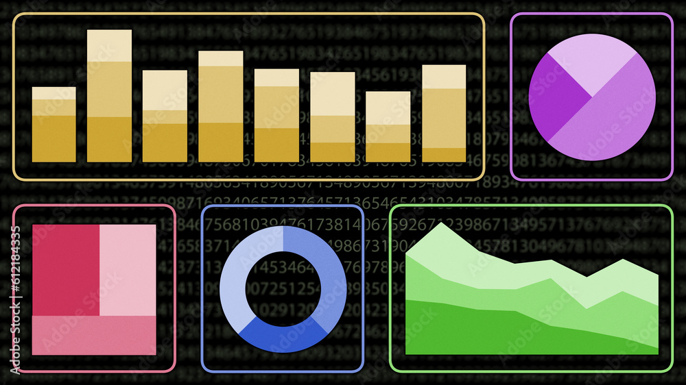 Wall mural a banner image of various charts used to analyse business data in business intelligence analytics an