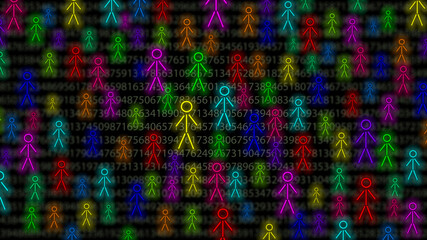 A header image of numbers and stickman figures representing the people contained in the data of business intelligence reporting