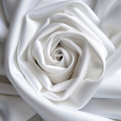 White Cotton Fabric Folded as a Rose. Discover the delicate allure of this exquisite photograph featuring a white cotton fabric meticulously folded into a captivating rose. 