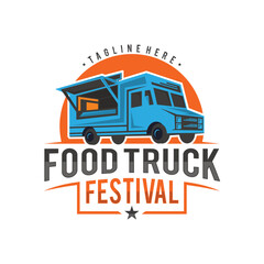 Emblem logo of Food Truck Festival vector