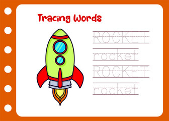 tracing words rocket
