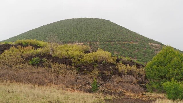 Overcast view of the landscape of Capulin Volcano National Monument