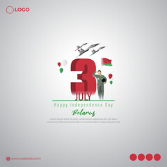 Vector illustration of Belarus Independence Day 3 July social media story feed mockup template