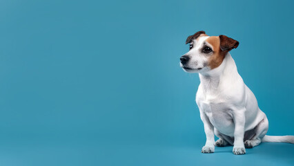 Jack russell terrier dog on blue background (Generative AI)