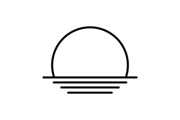 Sunset or sunrise icon. Sun, beach. Line icon style design. Simple vector design editable