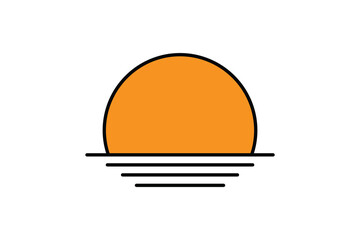 Sunset or sunrise icon. Sun, beach. Flat line icon style design. Simple vector design editable