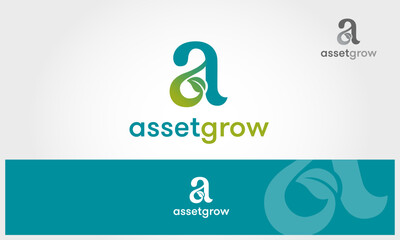 Asset Grow Vector Logo Template. Inside the logo you can see stylized 