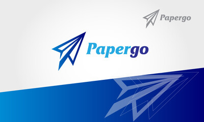 Papergo Vector Logo Template. Clean and creative logo design based on a paper plane which’s inspiring movement and a lot of creativity.
