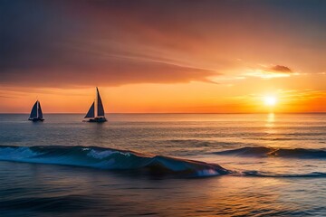 Obraz na płótnie Canvas yacht at sunset AI Generated 