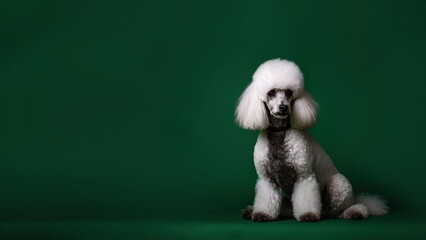 Poodle dog on green background (Generative AI)