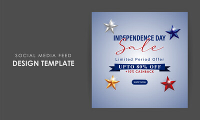 Obraz na płótnie Canvas Vector illustration of American Independence Day Sale social media story feed mockup template
