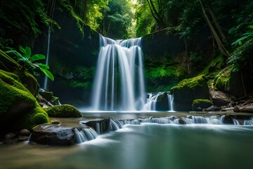 waterfall in the jungle AI Generated 