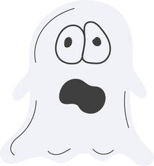Cute ghost character isolated on transparent background.