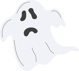 Cute ghost character isolated on transparent background.