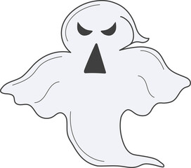 Cute ghost character isolated on transparent background.