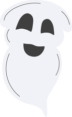 Cute ghost character isolated on transparent background.