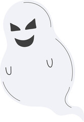Cute ghost character isolated on transparent background.