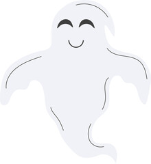 Cute ghost character isolated on transparent background.