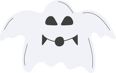Cute ghost character isolated on transparent background.