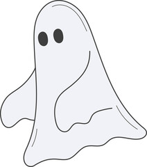 Cute ghost character isolated on transparent background.