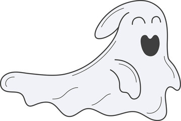 Cute ghost character isolated on transparent background.