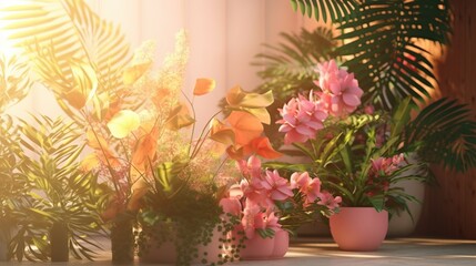 Fototapeta na wymiar beautiful summer flower summer plant background soft color palette Generative AI