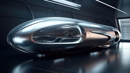 Fototapeta na wymiar Futuristic spaceship design with sleek, aerodynamic lines and a metallic exterior generative ai